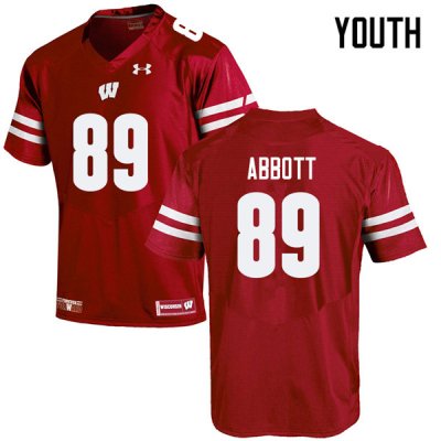 Youth Wisconsin Badgers NCAA #89 A.J. Abbott Red Authentic Under Armour Stitched College Football Jersey SU31Z74YK